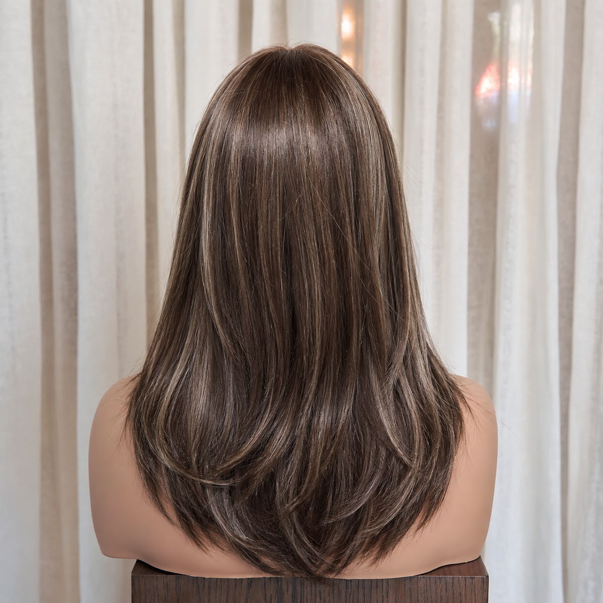 TULLIA - Highlighted Dark Brown - Mono Top Lace Front Wig
