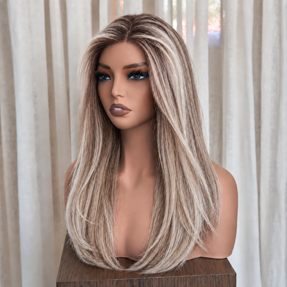 AVELINE - Rooted Beige Blonde - Mono Top Lace Front Wig
