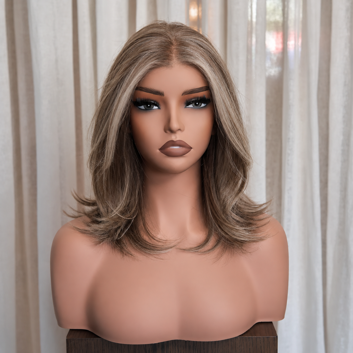 NESSA - Highlighted Brown - Mono Top Lace Front Wig