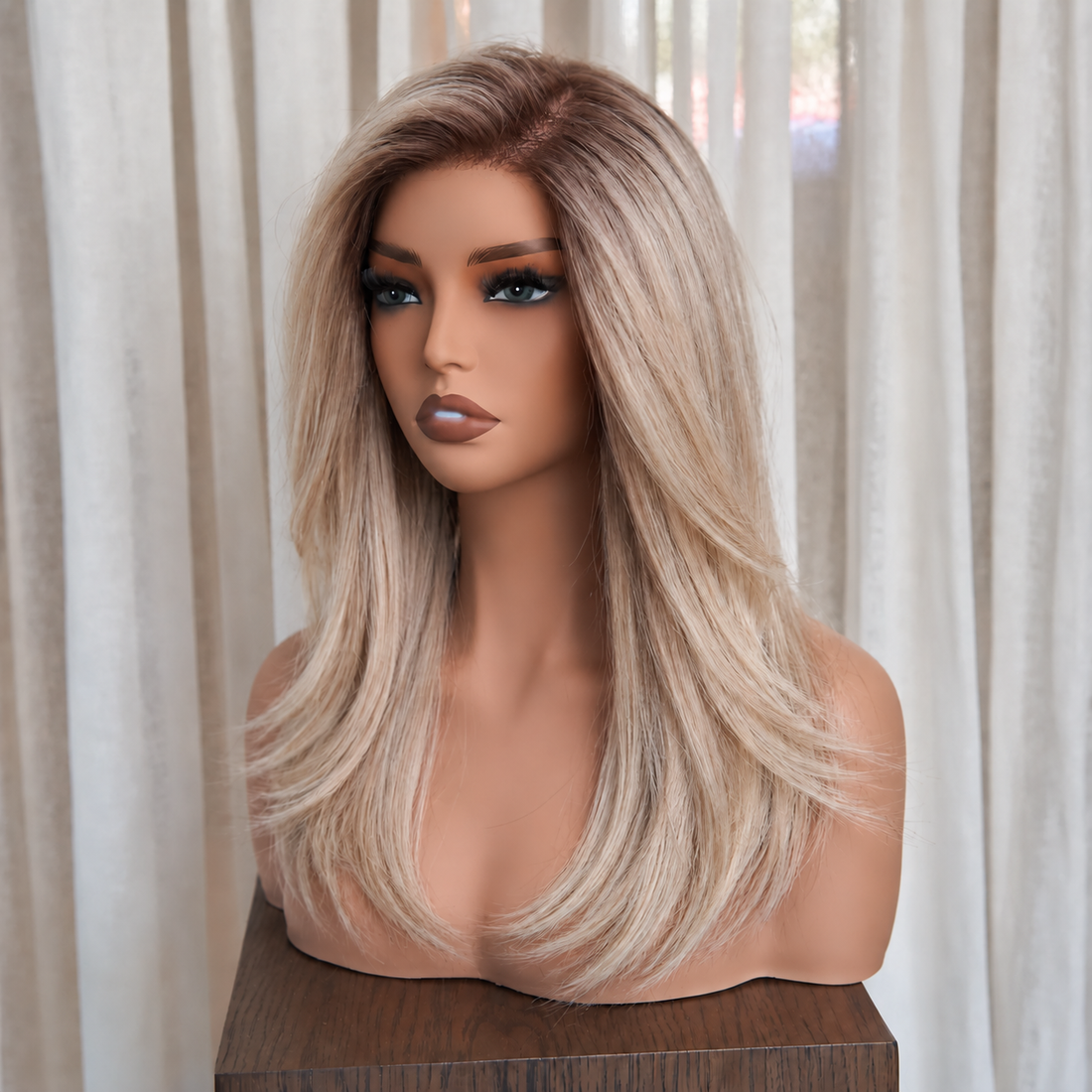 RAMONA - Rooted Beige Blonde - Mono Top Lace Front Wig