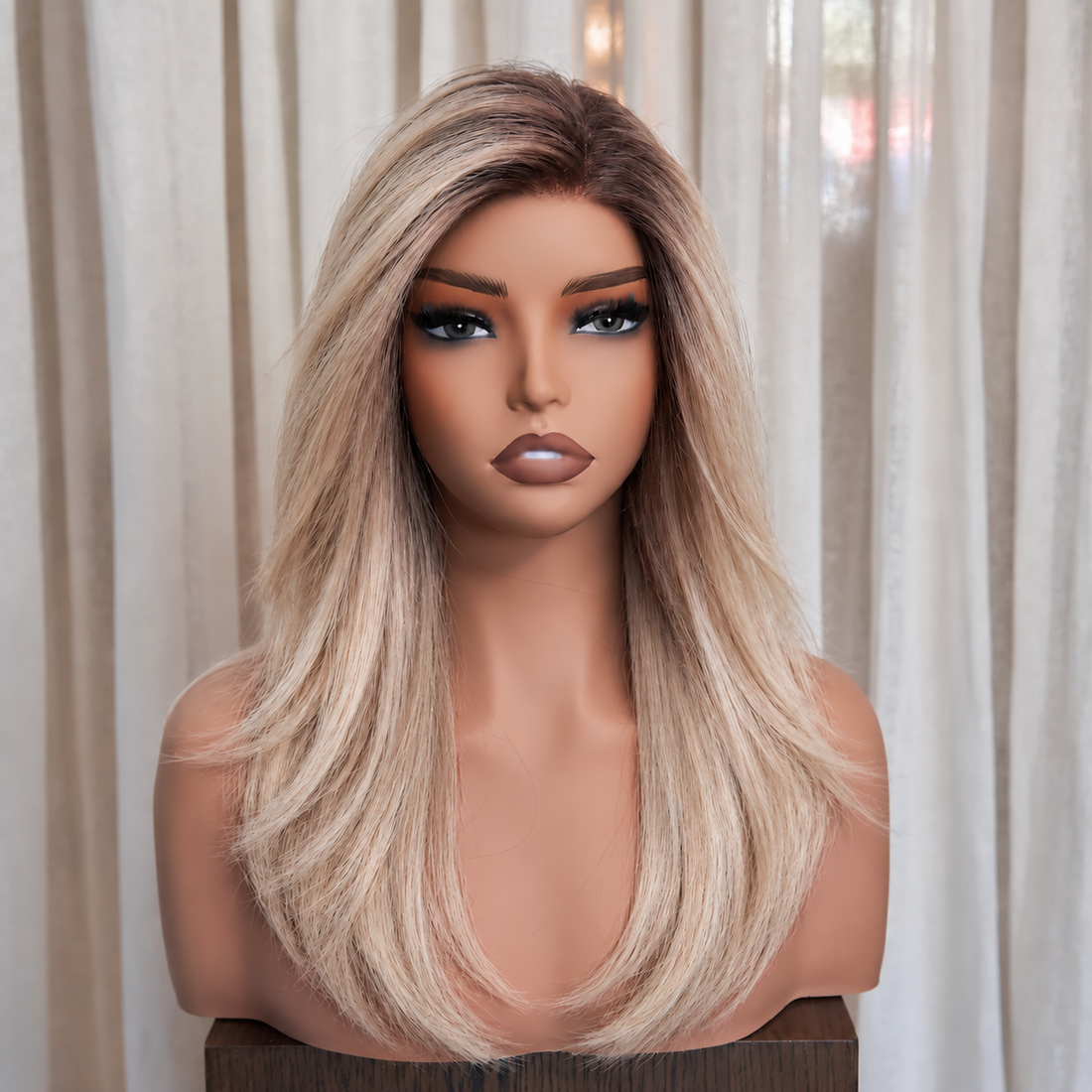RAMONA - Rooted Beige Blonde - Mono Top Lace Front Wig