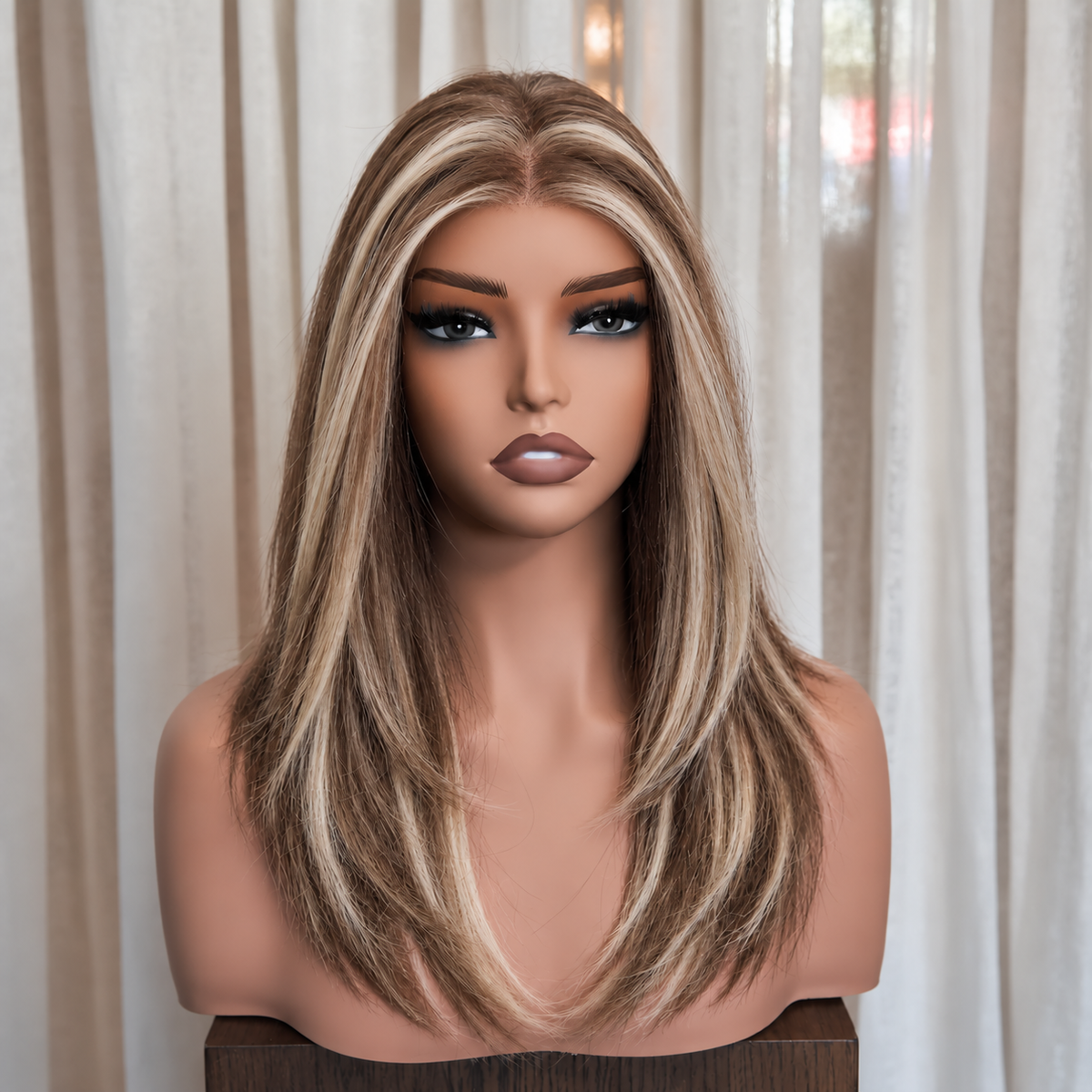 ALESSIA - Highlighted Light Brown - Mono Top Lace Front Wig