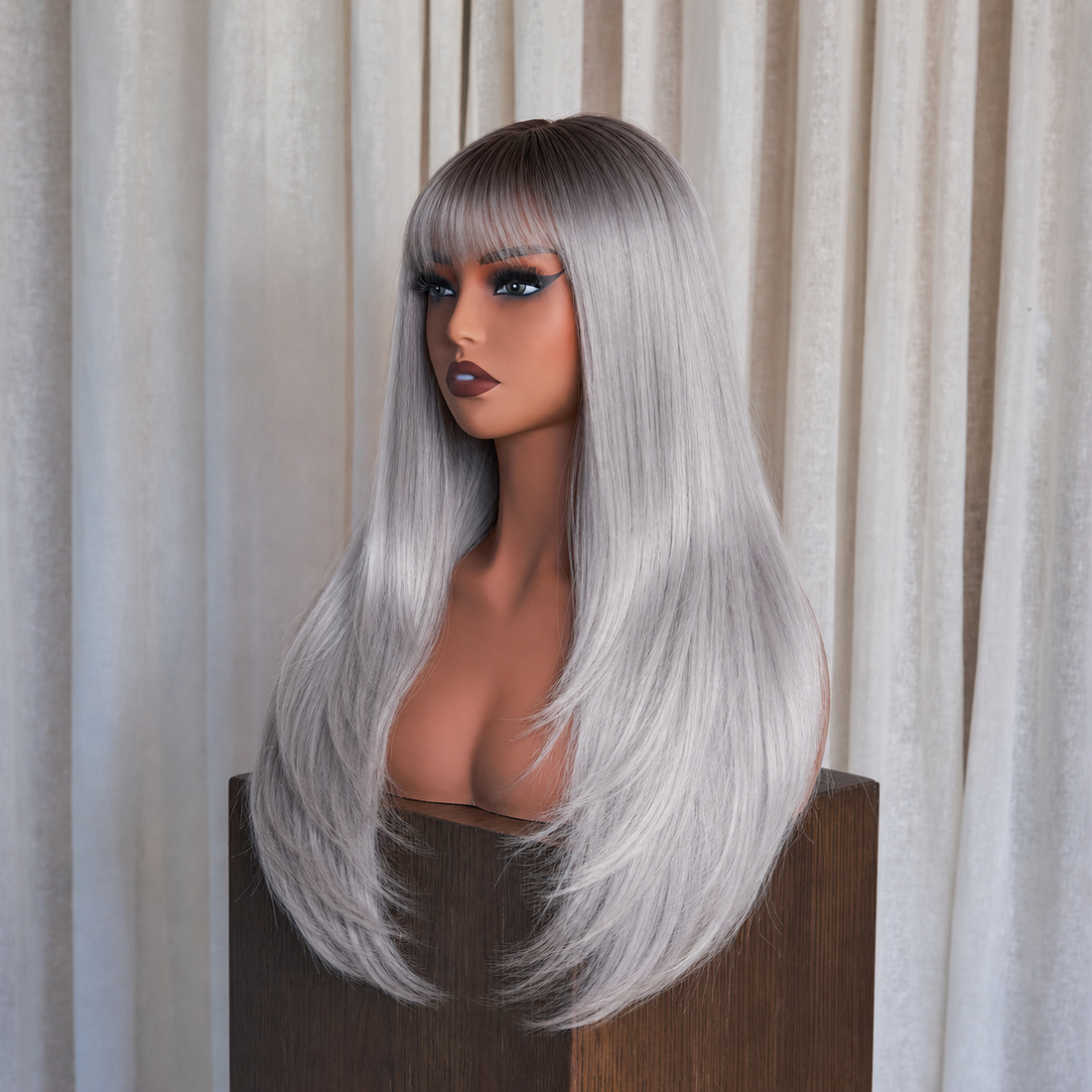 Silver-Gray With Darker Roots Wig | Milk &amp; Honey Wigs