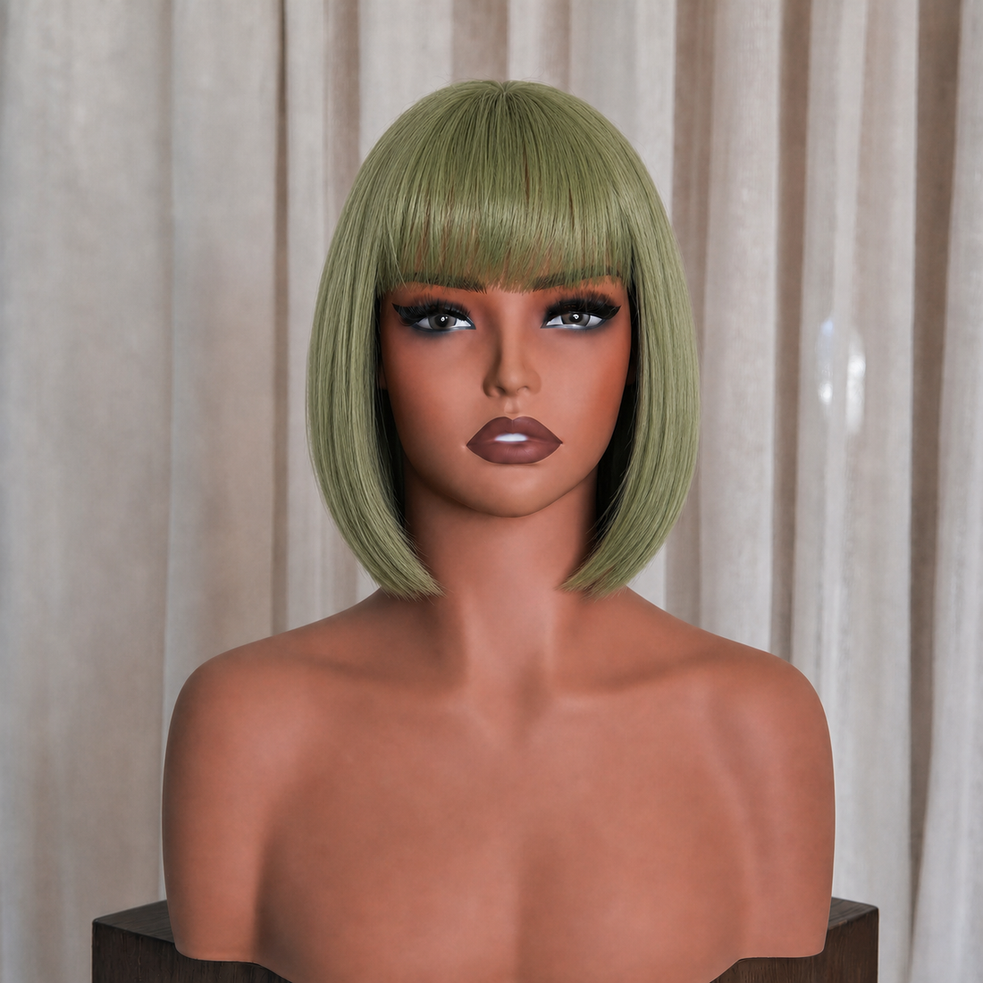Sleek Olive Green Bob Wig | Milk &amp; Honey Wigs