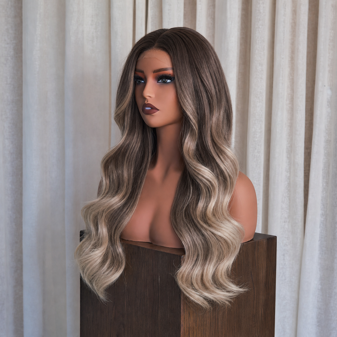 Soft Brown with Ash Blonde Highlights Wig | Milk &amp; Honey Wigs