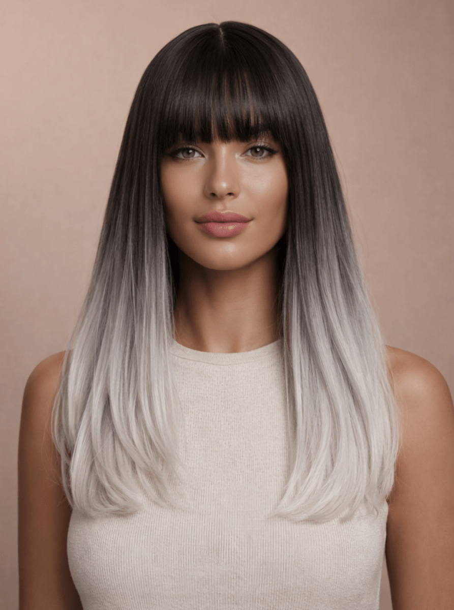 AALIYAH - Ombre Black - Fringe Wig | Black, 18 Inch, Fringe, Synthetic Hair | Milk &amp; Honey Wigs