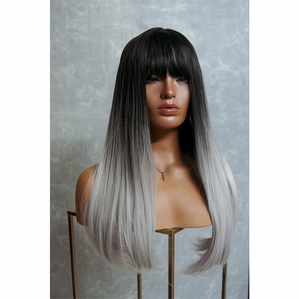 AALIYAH - Ombre Black - Fringe Wig | Black, 18 Inch, Fringe, Synthetic Hair | Milk &amp; Honey Wigs