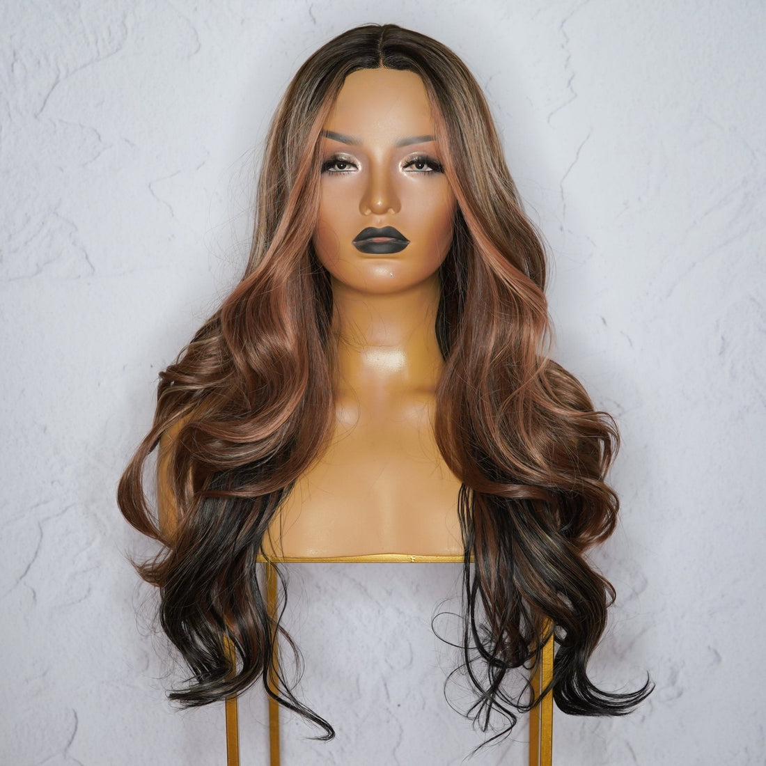 AGNES - Ombre Brown - Lace Front Wig | Brown, 24 Inch, T-Part Lace Front, Synthetic Hair | Milk &amp; Honey Wigs