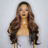 AGNES - Ombre Brown - Lace Front Wig | Brown, 24 Inch, T-Part Lace Front, Synthetic Hair | Milk & Honey Wigs