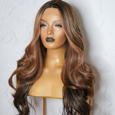 AGNES - Ombre Brown - Lace Front Wig | Brown, 24 Inch, T-Part Lace Front, Synthetic Hair | Milk & Honey Wigs