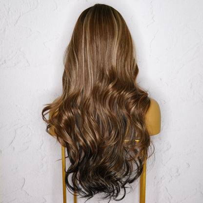AGNES ombre brown synthetic straight lace front wig | Milk &amp; Honey Wigs
