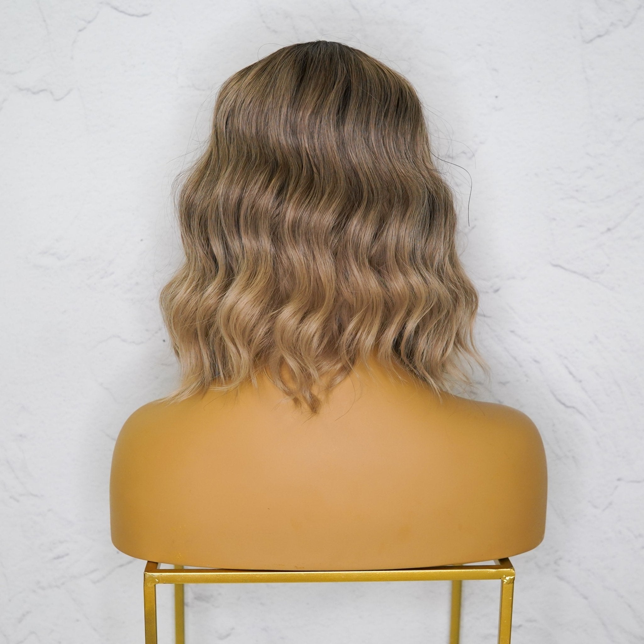 ALESSANDRA - Ombre Ash Blonde - Lace Front Wig | Brown, 12 Inch &amp; Shorter, T-Part Lace Front, Synthetic Hair | Milk &amp; Honey Wigs
