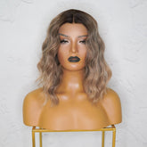 ALESSANDRA - Ombre Ash Blonde - Lace Front Wig | Brown, 12 Inch & Shorter, T-Part Lace Front, Synthetic Hair | Milk & Honey Wigs