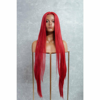 ARIEL red synthetic straight lace front wig | Milk &amp; Honey Wigs