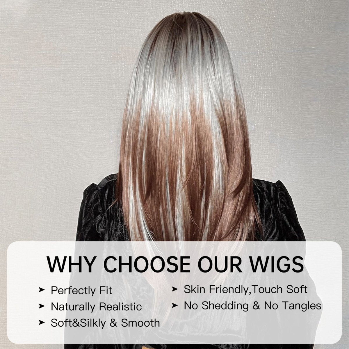Ash Blonde and Chestnut Brown Layered Wig - MARKETPLACE | Brown, Fringe, Synthetic Hair | Milk &amp; Honey Wigs