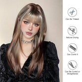 Ash Blonde and Chestnut Brown Layered Wig - MARKETPLACE | Brown, Fringe, Synthetic Hair | Milk & Honey Wigs