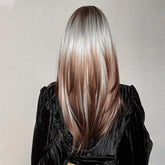 Ash Blonde and Chestnut Brown Layered Wig - MARKETPLACE | Brown, Fringe, Synthetic Hair | Milk & Honey Wigs
