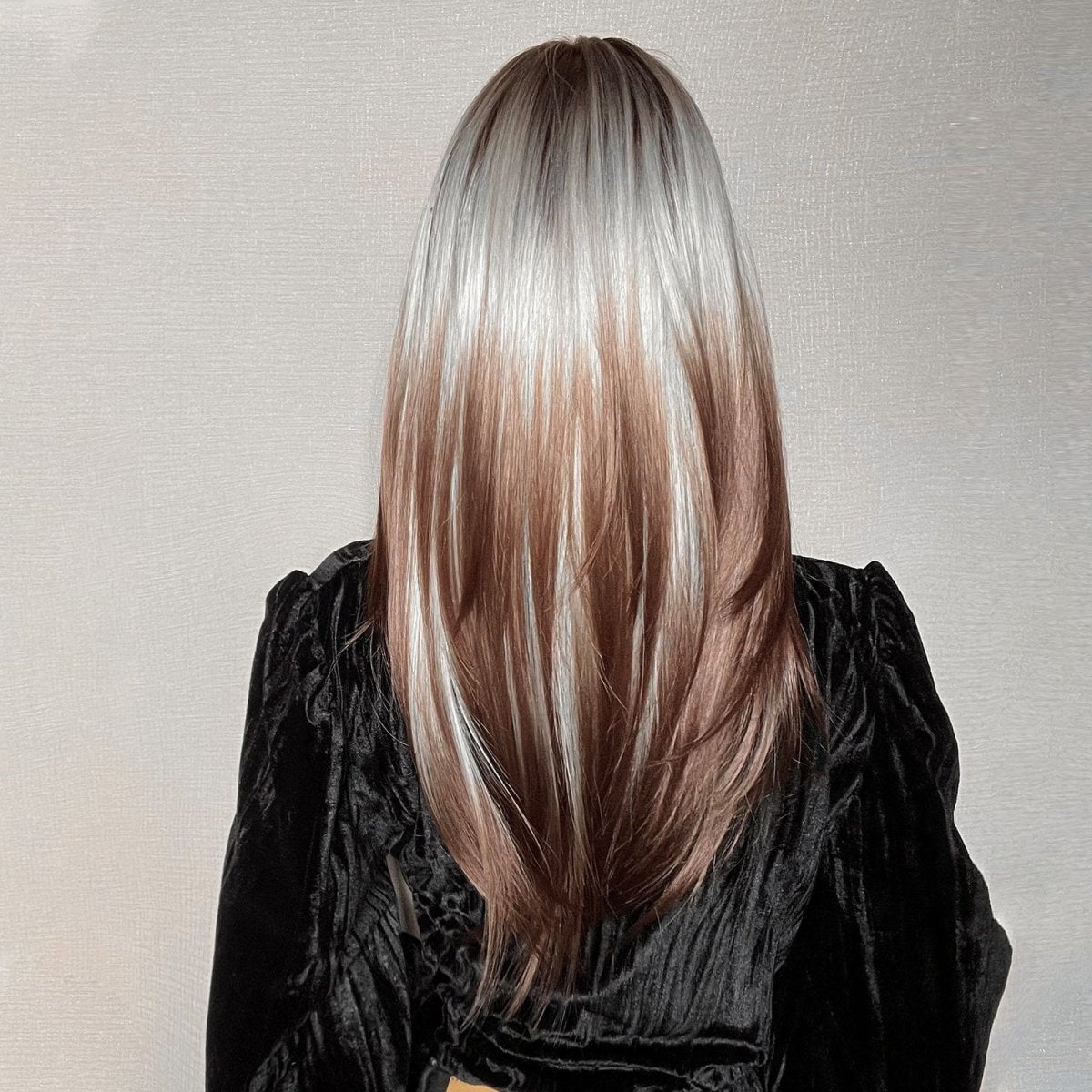 Ash Blonde and Chestnut Brown Layered Wig - MARKETPLACE | Brown, Fringe, Synthetic Hair | Milk &amp; Honey Wigs