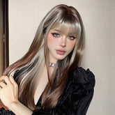 Ash Blonde and Chestnut Brown Layered Wig - MARKETPLACE | Brown, Fringe, Synthetic Hair | Milk & Honey Wigs