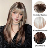 Ash Blonde and Chestnut Brown Layered Wig - MARKETPLACE | Brown, Fringe, Synthetic Hair | Milk & Honey Wigs