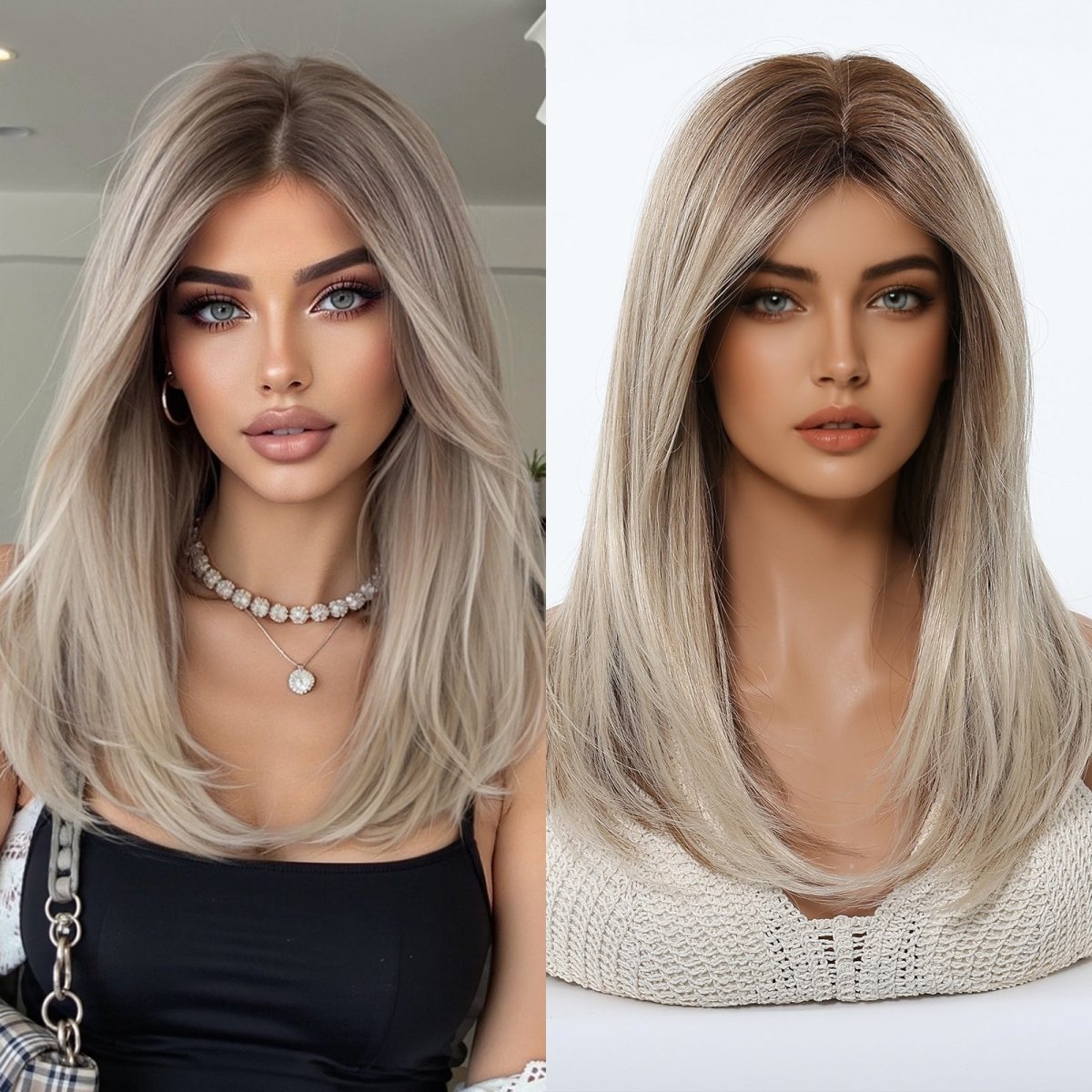 Ash Blonde Balayage with Layers Wig - MARKETPLACE | Blonde, Fringe, Synthetic Hair | Milk &amp; Honey Wigs