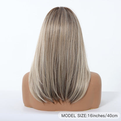 Ash Blonde Balayage with Layers Ash Blonde synthetic layered lace front wig | Milk &amp; Honey Wigs