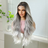 Ash Blonde Ombre Wavy 13x6 Lace Front Wig - MARKETPLACE | Grey, 13x6 Lace Front, Synthetic Hair | Milk & Honey Wigs