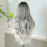 Ash Blonde Ombre Wavy 13x6 Lace Front Wig - MARKETPLACE | Grey, 13x6 Lace Front, Synthetic Hair | Milk & Honey Wigs
