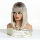 Ash Blonde Straight Lob with Fringe Wig - MARKETPLACE | Blonde, Fringe, Synthetic Hair | Milk & Honey Wigs