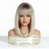 Ash Blonde Straight Lob with Fringe Wig - MARKETPLACE | Blonde, Fringe, Synthetic Hair | Milk & Honey Wigs