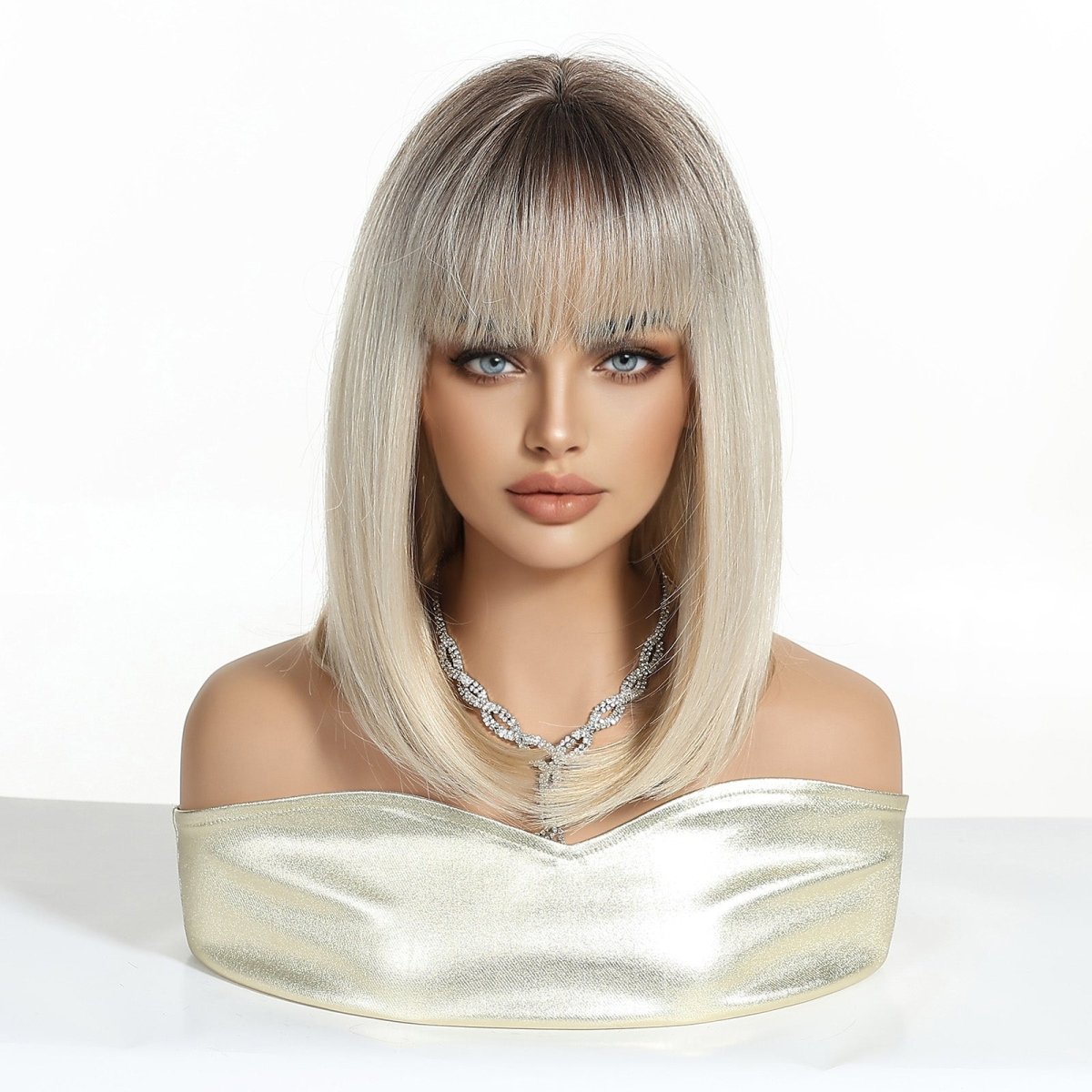 Ash Blonde Straight Lob with Fringe Wig - MARKETPLACE | Blonde, Fringe, Synthetic Hair | Milk &amp; Honey Wigs