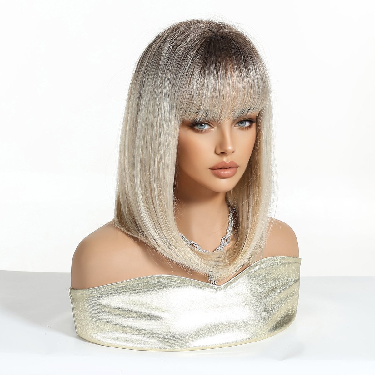 Ash Blonde Straight Lob with Fringe Wig - MARKETPLACE | Blonde, Fringe, Synthetic Hair | Milk &amp; Honey Wigs