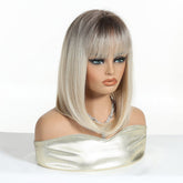 Ash Blonde Straight Lob with Fringe Wig - MARKETPLACE | Blonde, Fringe, Synthetic Hair | Milk & Honey Wigs