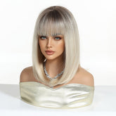 Ash Blonde Straight Lob with Fringe Wig - MARKETPLACE | Blonde, Fringe, Synthetic Hair | Milk & Honey Wigs