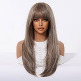 Ash Brown Straight Wig with Full Fringe - MARKETPLACE | Brown, Fringe, Synthetic Hair | Milk & Honey Wigs