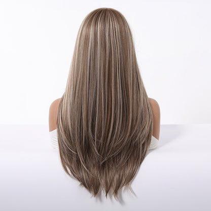Ash Brown synthetic straight full fringe wig | Milk &amp; Honey Wigs