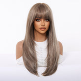 Ash Brown Straight Wig with Full Fringe - MARKETPLACE | Brown, Fringe, Synthetic Hair | Milk & Honey Wigs