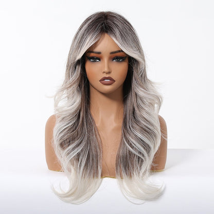 Ash Brown to Platinum Blonde synthetic lace front wig | Milk &amp; Honey Wigs