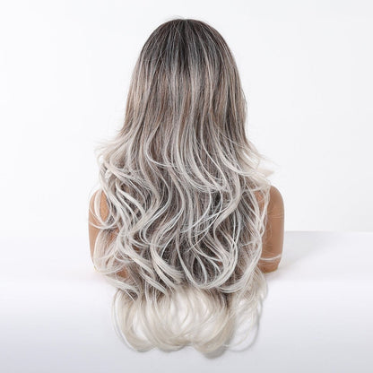 Ash Brown to Platinum Blonde synthetic lace front wig | Milk &amp; Honey Wigs