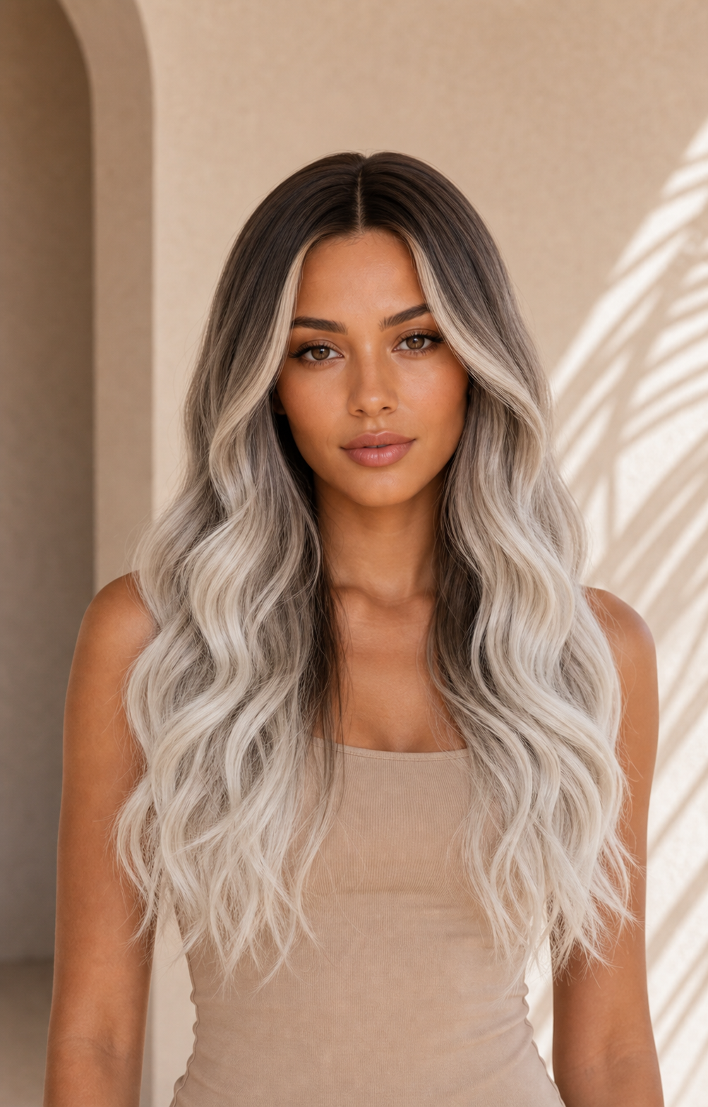 Ash Brown to Platinum Blonde synthetic lace front wig | Milk &amp; Honey Wigs
