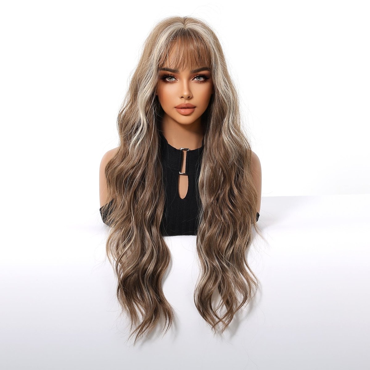 Ash Brown Wavy Wig - MARKETPLACE | Black, Fringe, Synthetic Hair | Milk &amp; Honey Wigs