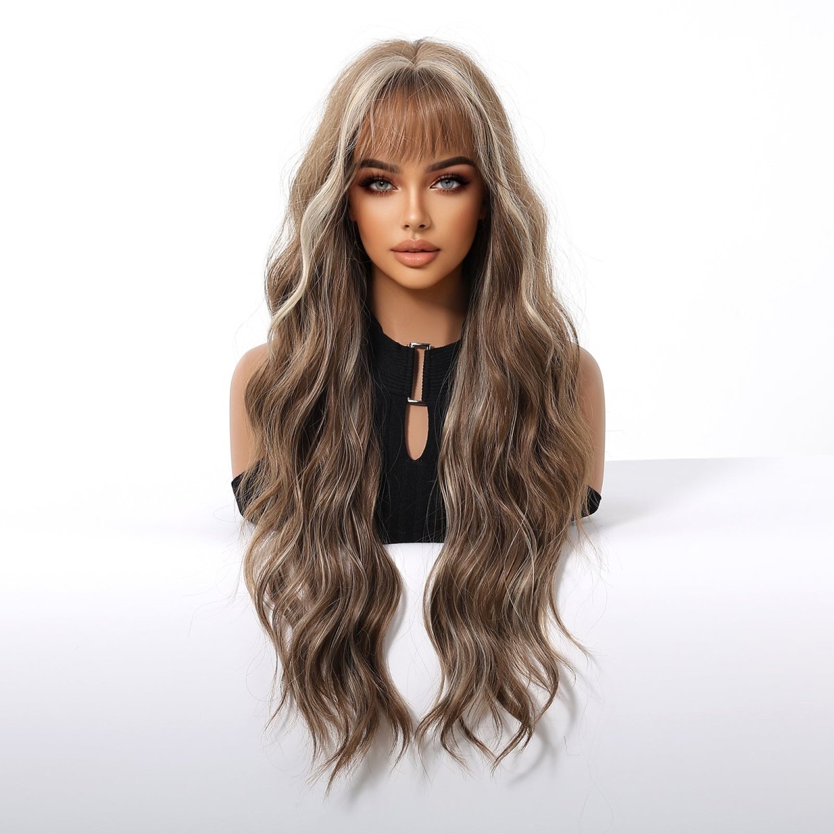 Ash Brown Wavy Wig - MARKETPLACE | Black, Fringe, Synthetic Hair | Milk &amp; Honey Wigs