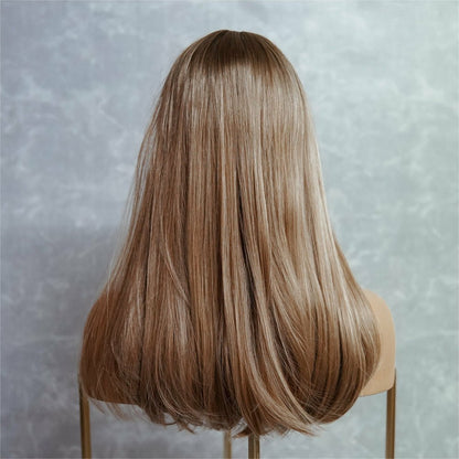ASHLEY caramel blonde synthetic straight fringe wig | Milk &amp; Honey Wigs