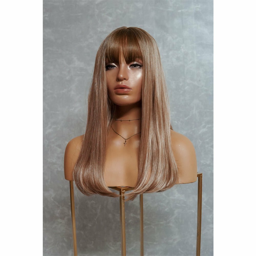 ASHLEY Caramel Blonde 18" Fringe Wig - Milk &amp; Honey Wigs