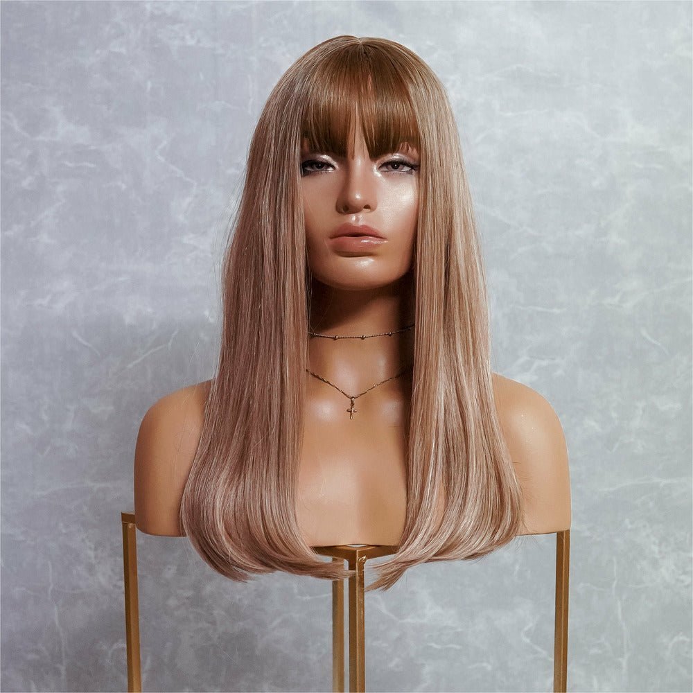 ASHLEY Caramel Blonde 18" Fringe Wig - Milk &amp; Honey Wigs
