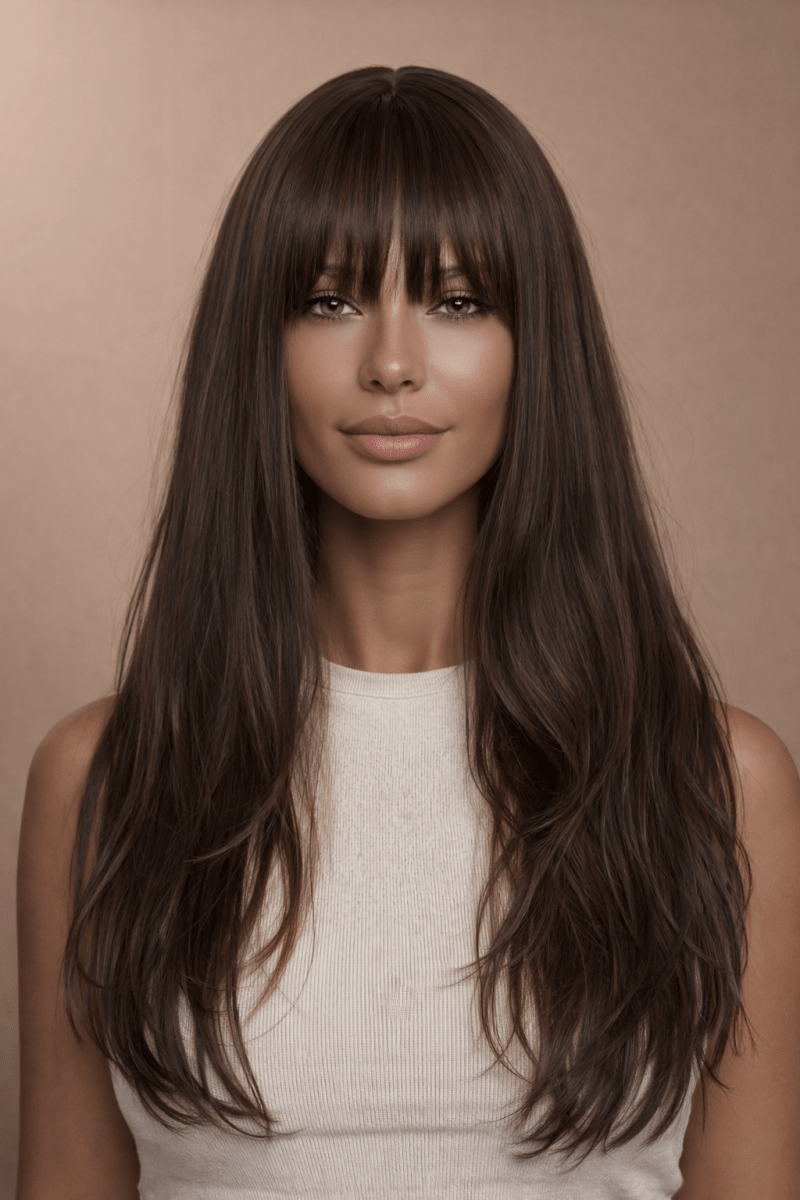 ASHLEY - Dark Brown - Fringe Wig - Milk &amp; Honey Wigs