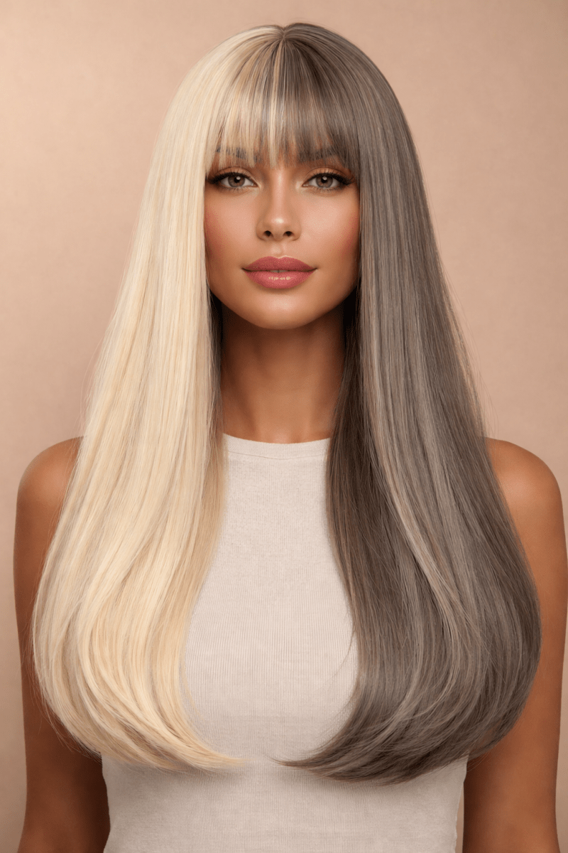 ASHLEY - Grey - Fringe Wig | Grey, 18 Inch, Fringe, Synthetic Hair | Milk &amp; Honey Wigs