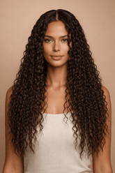 ATHENA - Brown - Lace Front Wig | Brown, 28 Inch+, T-Part Lace Front, Synthetic Hair | Milk & Honey Wigs