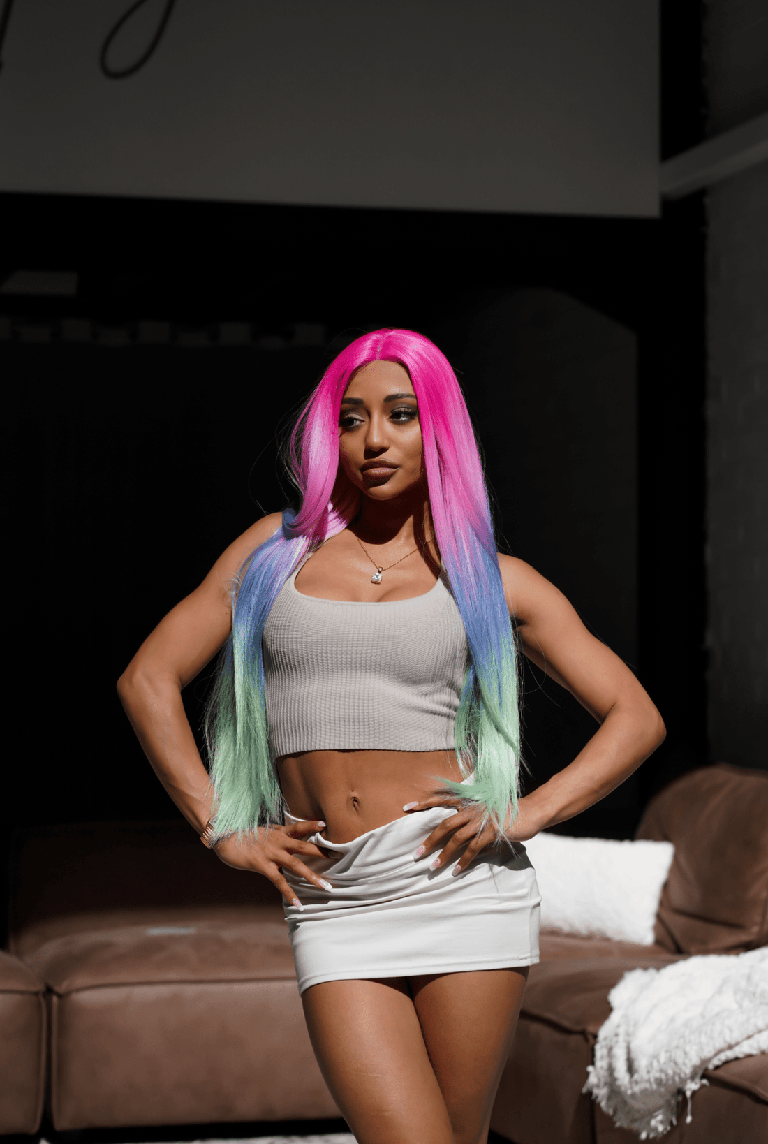 ATLANTIS - Rainbow Ombre - Lace Front Wig | Rainbow, 24 Inch, T-Part Lace Front, Synthetic Hair | Milk &amp; Honey Wigs
