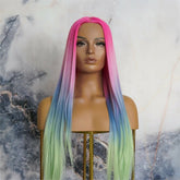 ATLANTIS - Rainbow Ombre - Lace Front Wig | Rainbow, 24 Inch, T-Part Lace Front, Synthetic Hair | Milk & Honey Wigs